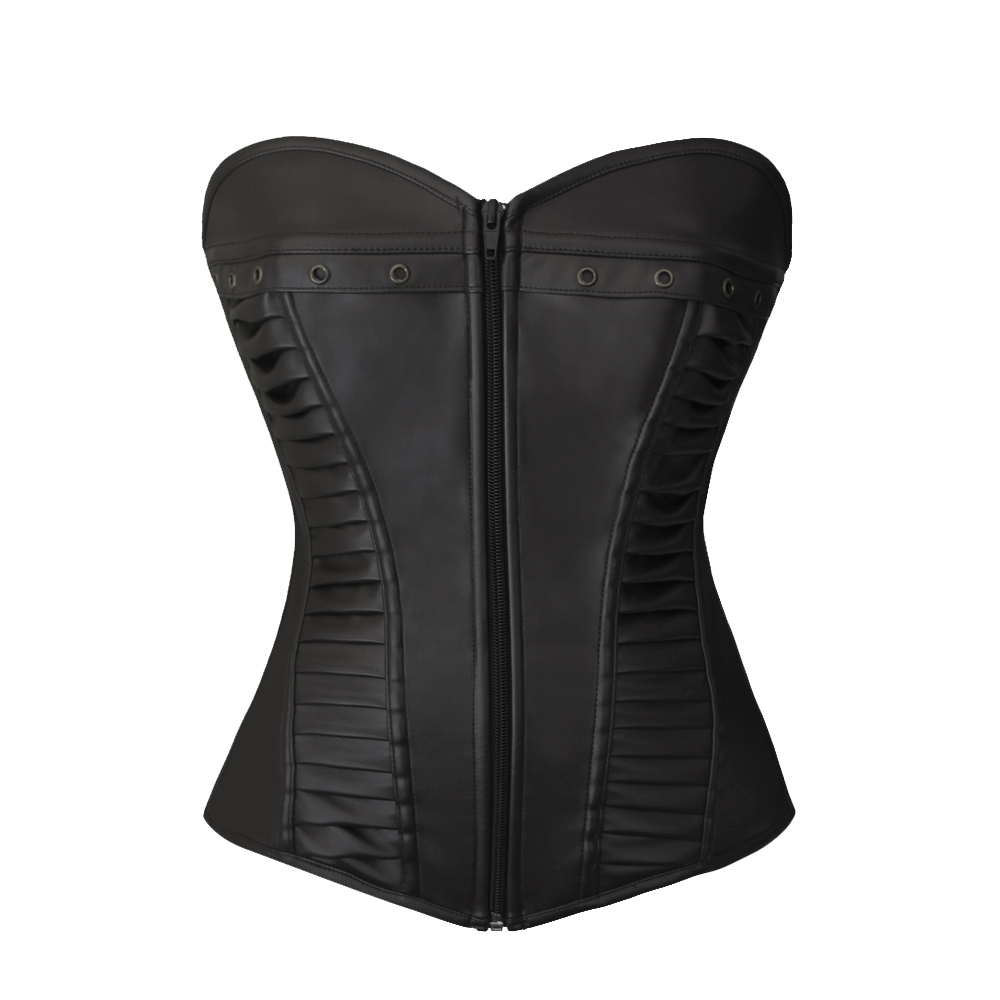 F9075-1 Black Corset with zipper front closure corset